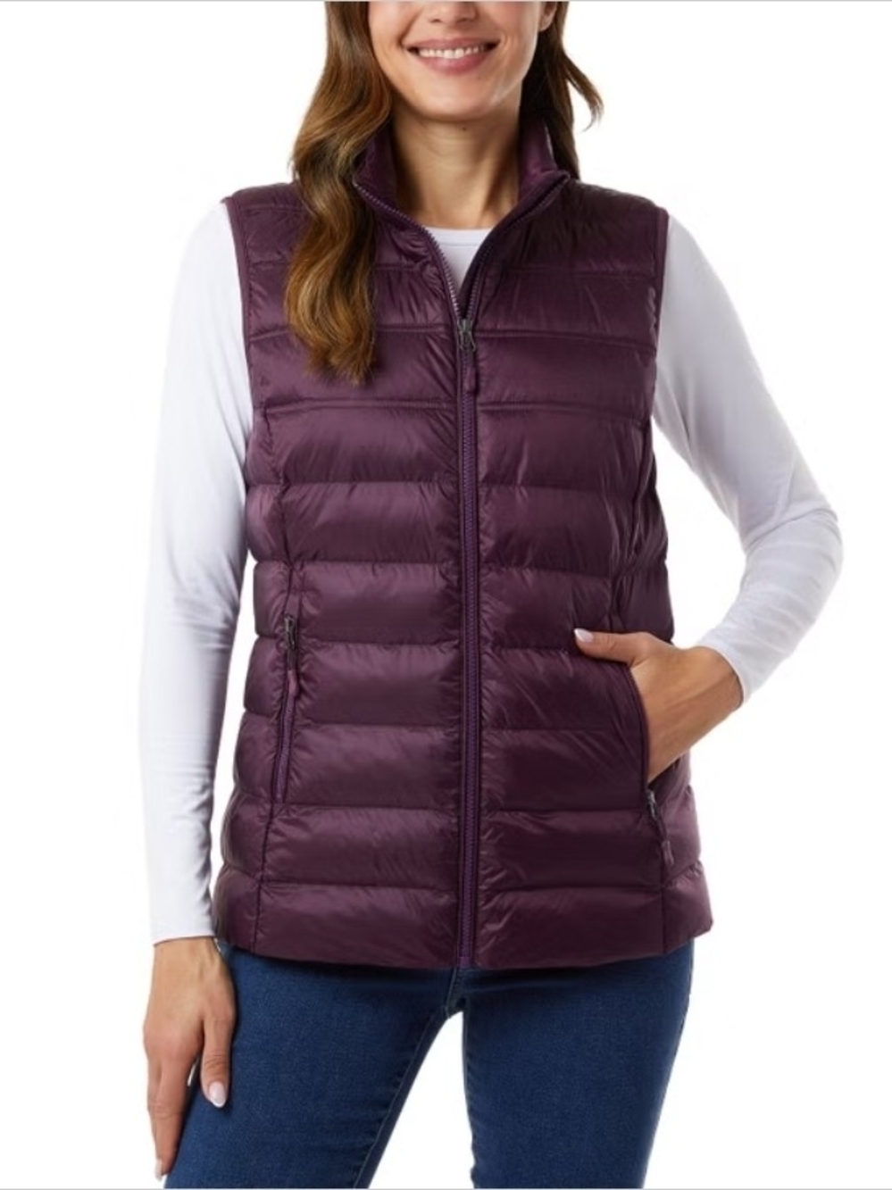 32 Degrees Quilted Puffer Vest in Plum